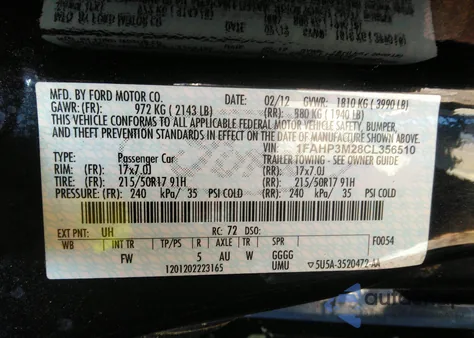 2012 Ford Focus Sel z USA, uszkodzony, nr VIN 1FAHP3M28CL356510